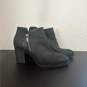 Lucky Brand Black Ankle Booties with Silver Zipper